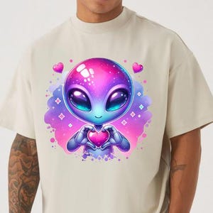 Alien HeartPNG, Tshirt Png, Buntes Design, 3d Loch Png, T-Shirt Design, digitaler Download Png