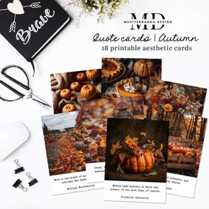 Cartes de visite de citation d'automne | Cartes esthétiques imprimables | Cartes d'agenda
