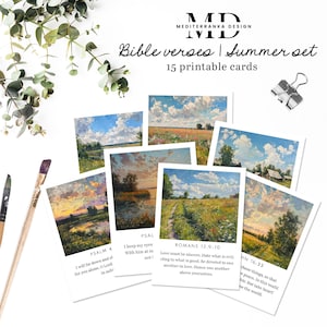 Tarjetas con versículos bíblicos de verano / Versículos bíblicos imprimibles / Tarjetas digitales inspiradoras