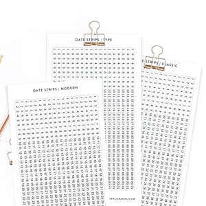 Date strips horizontal functional number stickers | Datumsstreifen Aufkleber