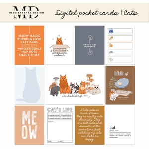 Cats pocket cards | Printable journaling cards | Scrapbooking cards | Pet cards