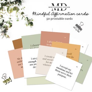 Carte di affermazione digitale per la consapevolezza / Ispirazione quotidiana stampabile, amore per se stessi e vibrazioni positive