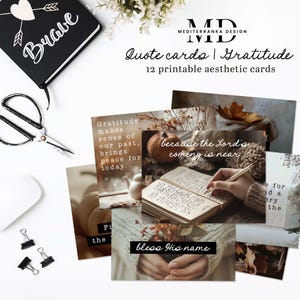 Cartes à pochettes pour citations de gratitude | Cartes esthétiques imprimables sur la Bible et la foi | Cartes d'agenda
