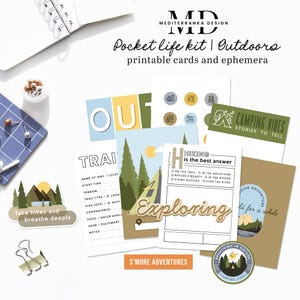 Kit de sauvetage de poche pour l'extérieur | Cartes de journalisation imprimables et documents éphémères | Kit de scrapbooking numérique