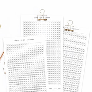 Date strips vertical functional number stickers | Datumsstreifen Aufkleber