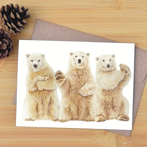 Carte de voeux, Ours polaires, Carte d'anniversaire, Carte de remerciement, Carte vierge, De la part de nous tous, Dessiné à la main, Animaux sauvages, Carte écologique, Ours, Nature