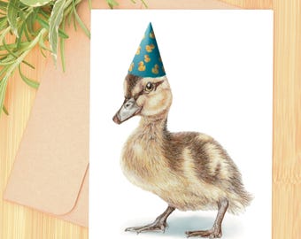 Carte d'anniversaire de canard chéri. Une carte d'anniversaire originale dessinée à la main