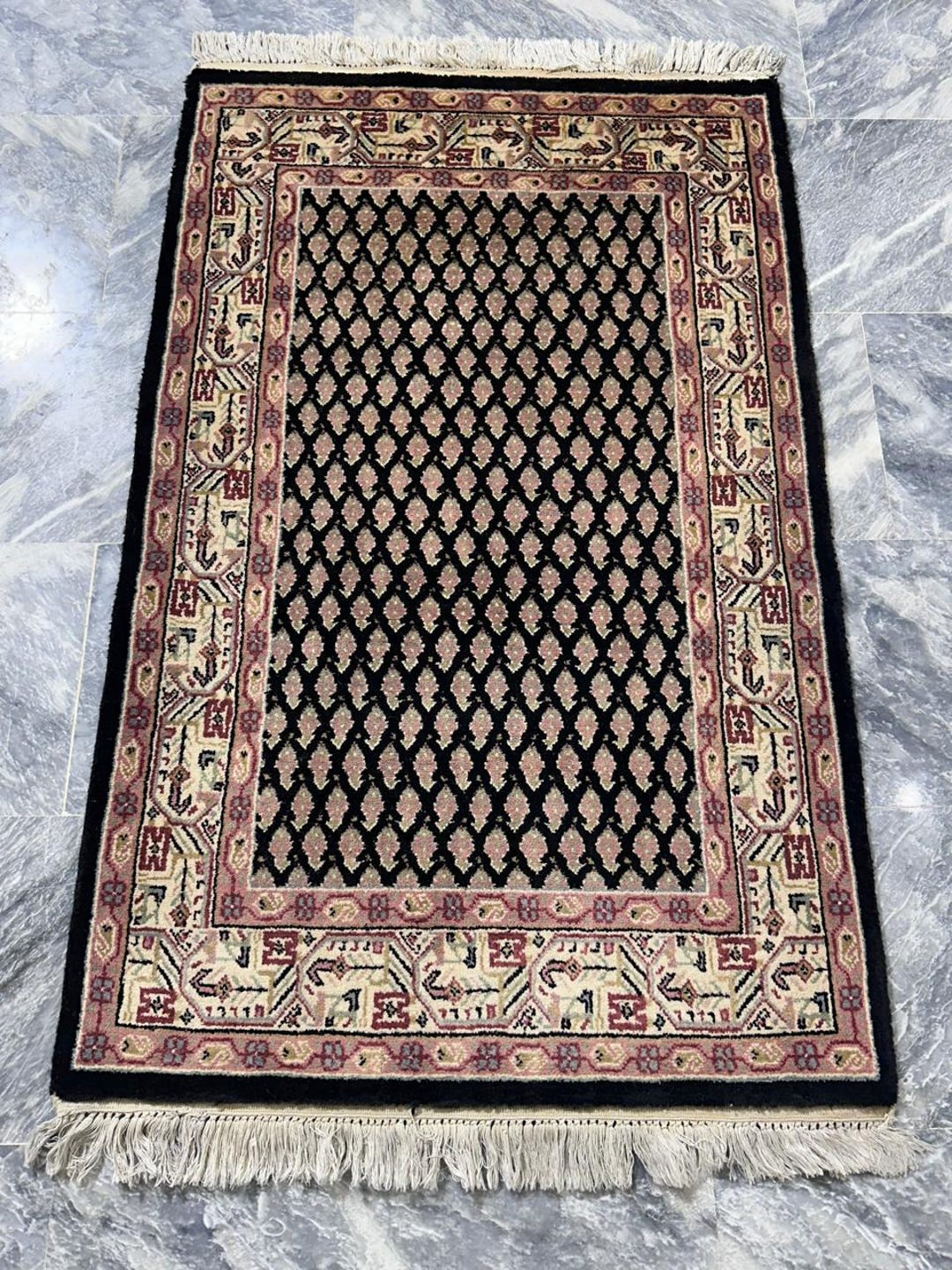 Saraband Rugs Antique Indo Persian Rug Mir Saraband Design,black Color,short Center ...