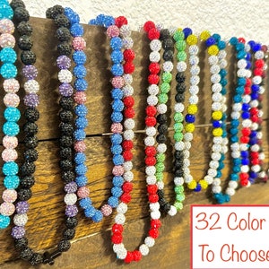 Custom Sports Baseball or Softball Rhinestone Bead Drip Necklace & Bracelets - 10mm - 32 Bead Colors Available!!