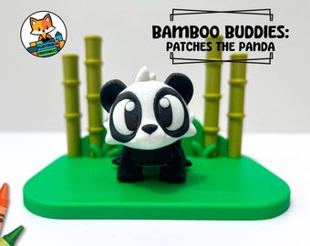 3D Printed Bamboo Forest Diorama Set with Flexi Articulated Panda | Fidget, Forest, Rainforest, Jungle Scene, PLA Figurine, Desk Display