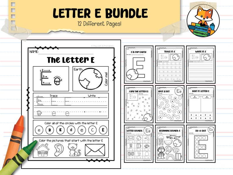 Letter E Alphabet Worksheet Bundle - 24 Pages - Preschool / Prek ...