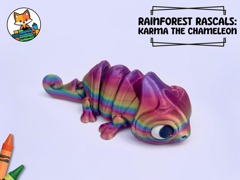 3D Printed Rainforest Diorama Set With Flexi Articulated Chameleon ...