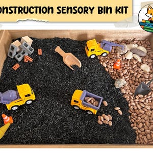 Construction Sensory Bin Kit - Transportation - Vehicles - Montessori - Sensory Bin Filler - Sensory Bin Kit