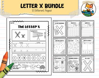 Letter X Alphabet Worksheet Bundle - 24 Pages - Preschool / PreK - Kindergarten - Handwriting - Coloring - Printable Activity Worksheet