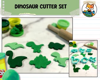Dinosaur Sensory Dough Cutters - 6-Piece Dino Sensory Dough Set for Kids - 3D Printed Cookie Cutters