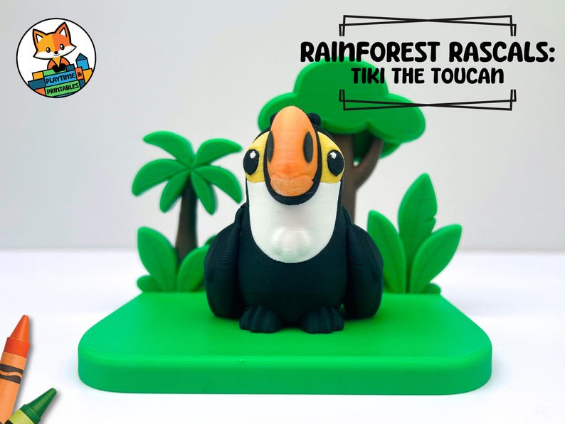 3D Printed Rainforest Diorama Set With Flexi Articulated Toucan ...