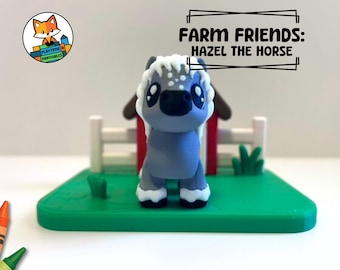 3D Printed Farm Diorama Set with Flexi Articulated Horse | Fidget, Farm, Country, Barn, PLA Figurine, Desk Display