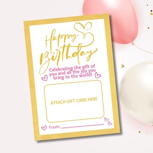 Happy Birthday Gift Card Holder, Printable Birthday Party Gifts, Printable Gift Card Holder, Instant Digital Download, Birthday Gift Ideas