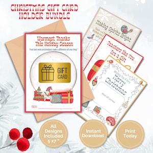 Porte-cartes cadeau de Noël à imprimer, cadeau de remerciement pour professeur, cadeau d'employé, cadeau de collègue, cadeau de chauffeur de bus, cadeau de voisin, cadeau de bricolage