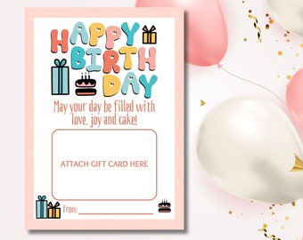 Happy Birthday Gift Card Holder, Printable Birthday Party Gifts, Printable Gift Card Holder, Instant Digital Download, Birthday Gift Ideas