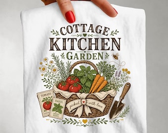 Cottage Garden PNG, Vegetable Garden Sublimation Design, Herb Garden Digital Download, Gift for Plant Lover