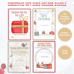 Porte-cartes cadeau de Noël à imprimer, cadeau de remerciement pour professeur, cadeau d'employé, cadeau de collègue, cadeau de chauffeur de bus, cadeau de voisin, cadeau de bricolage