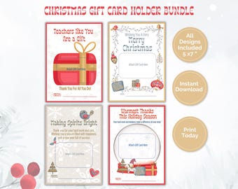 Printable Christmas Gift Card Holder, Holiday Teacher Thank You Gift, Employee Gift, Coworker Gift, Bus Driver Gift, Neighbor Gift, DIY Gift