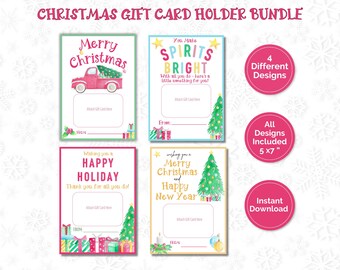 Printable Holiday Gift Card Holder, Holiday Teacher Thank You Gift, Employee Gift, Coworker Gift, Bus Driver Gift, Neighbor Gift, DIY Gift