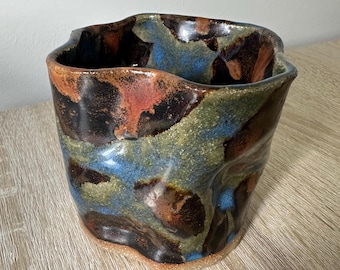 Handmade Organic Shaped Stoneware Cup, 8 oz - Earthy Rustic - ONE OF A KIND!