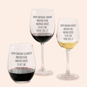 Happy Birthday Personalized Wine Glass, Personalized Birthday Wine Glass, Custom Birthday Glass, Personalized Wine Glass, Custom Wine Glass