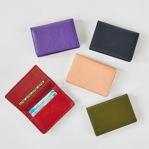 Personalized Leather Card Holder • Debossed Initial Slim Wallet