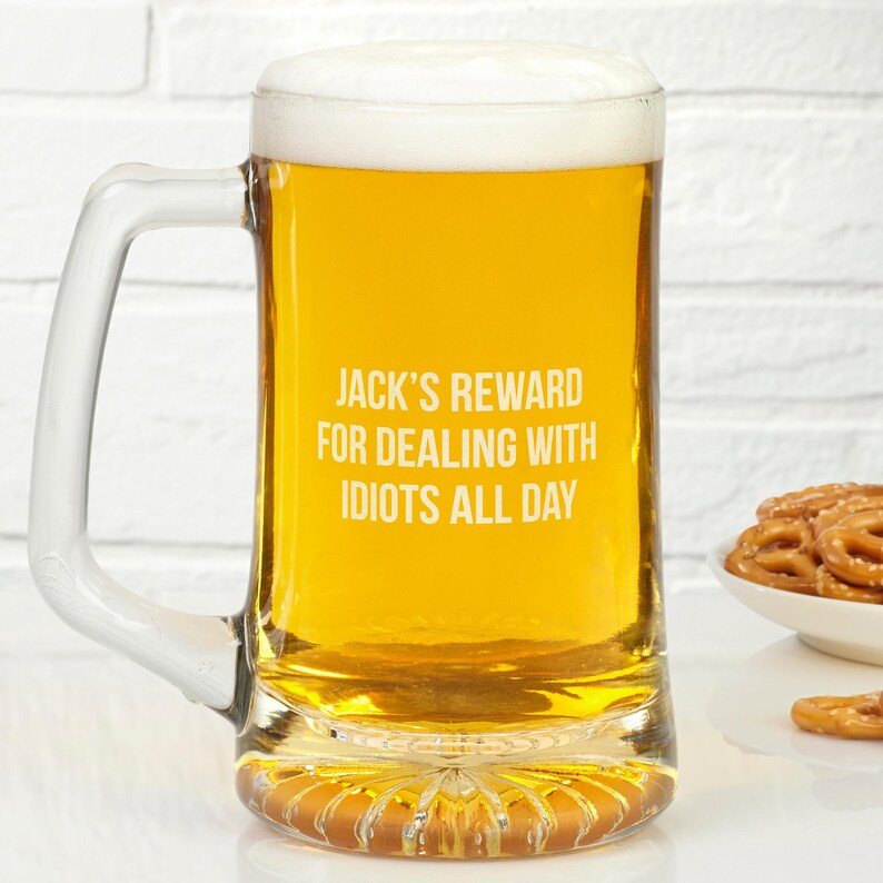 Personalized Beer Glass for Him, Gift for Dad, Funny Gift, Father's Day
