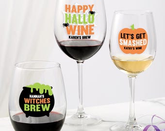 Personalized Halloween Wine Glass – Custom Etched Humorous Spooky Party Gift