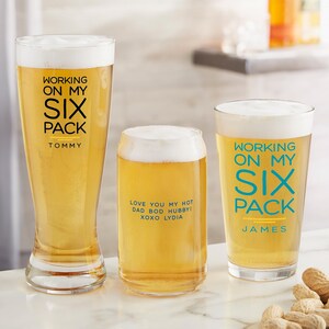 Working On My Six Pack Beer Glass Collection, Gift for Dad, Dad Gift, Father&#39;s Day, Gifts for Men, Funny Beer Gift, Snarky Gift for Him