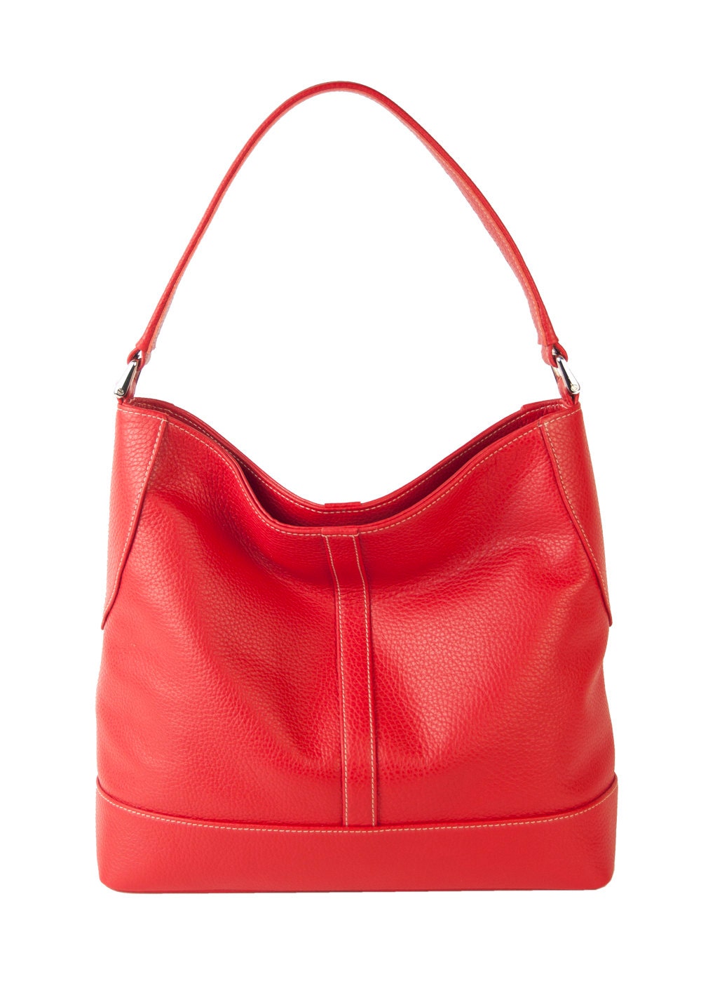 Adie Red Shoulder Bag Hobo Bag in Italian Leather/ Lined/ Etsy