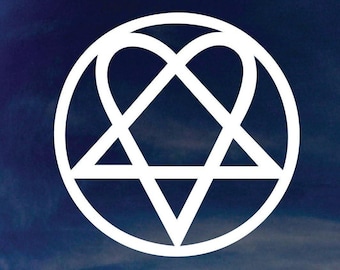 HM Heartagram 5" Rock Band Logo Decal Sticker for Cars, Laptops, Tablets, Skateboard - White