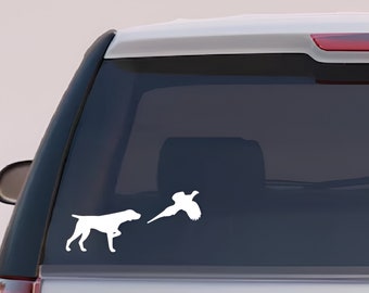 German Shorthaired Pointer Vinyl Decal: Dog & Pheasant Design