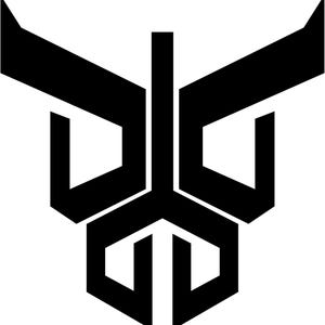 May include: A bold, geometric black logo against a white background. The design features angular shapes, including a central vertical line, two angled lines at the top, and symmetrical shapes below, creating a modern, abstract emblem.