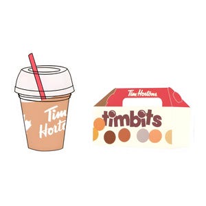 Pegatinas de Tim Hortons: Café canadiense y Timbits - Set impermeable