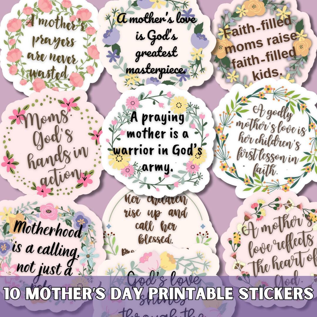 Christian Mother's Day Quotes SVG PNG Bundle, Mother's Day Sticker ...
