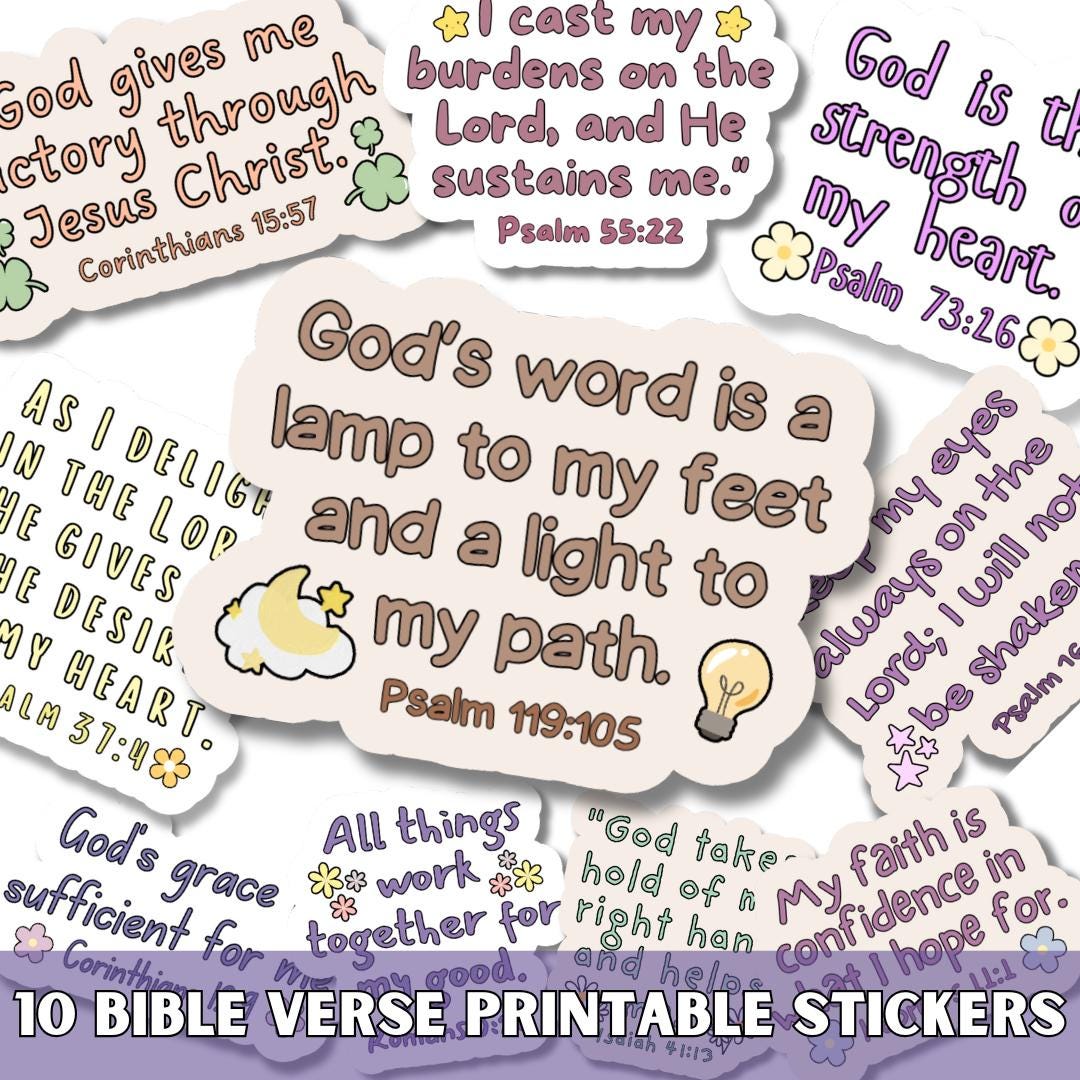 Faith Christian Bible Verse Stickers SVG PNG Bundle, Bible Verse Svg ...
