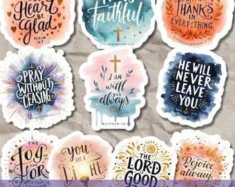 Christian Bible Verse Stickers SVG PNG Bundle, Bible Journaling Goodnotes and Journal Scrapbooking Sticker Printable Computer & Laptop Decal