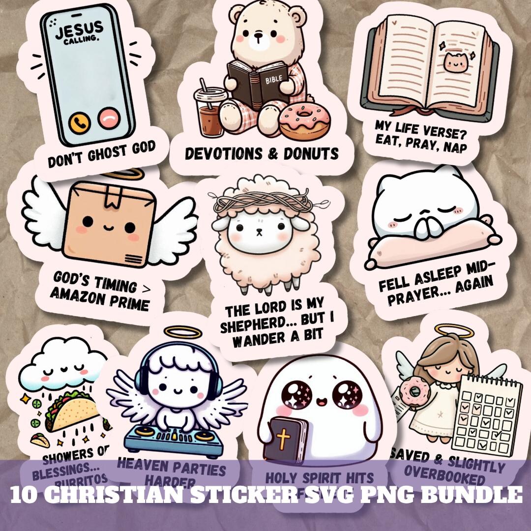 Christian Sticker SVG PNG Bundle, Faith Based Quotes Digital Planner ...