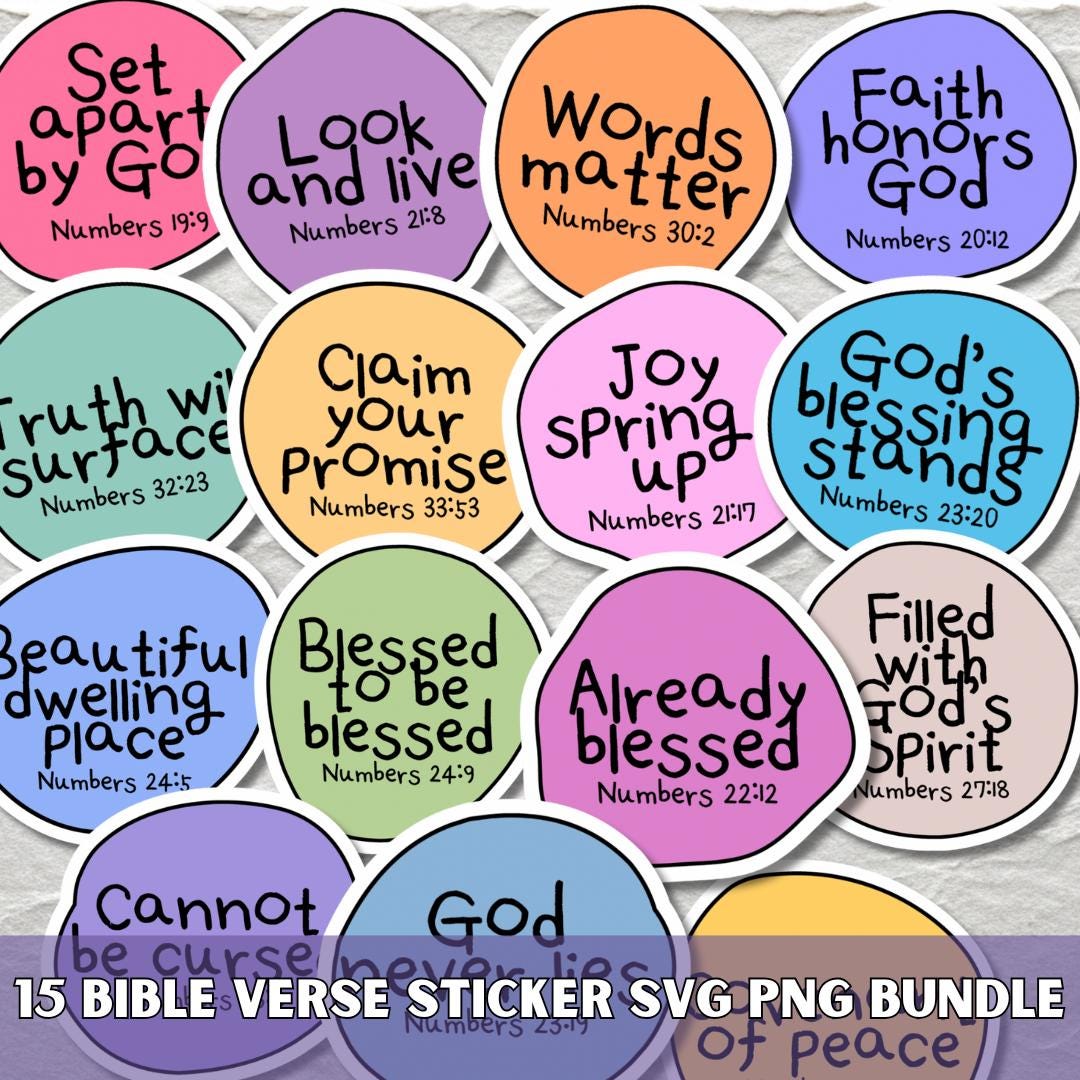 Scripture Verse Numbers Stickers SVG PNG Bundle, Christian Quotes ...