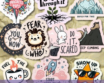 Inspirational | Motivational SVG PNG Bundle Sticker Pack, Positive Affirmation Quote, Mental Health & Self Care Digital / Printable Stickers
