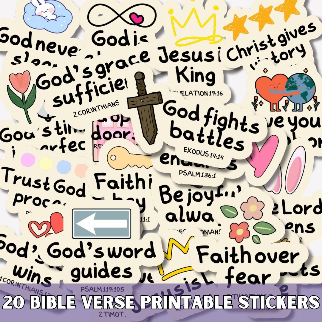 Bible Verse Stickers SVG PNG Bundle: Christian Printable Clipart ...