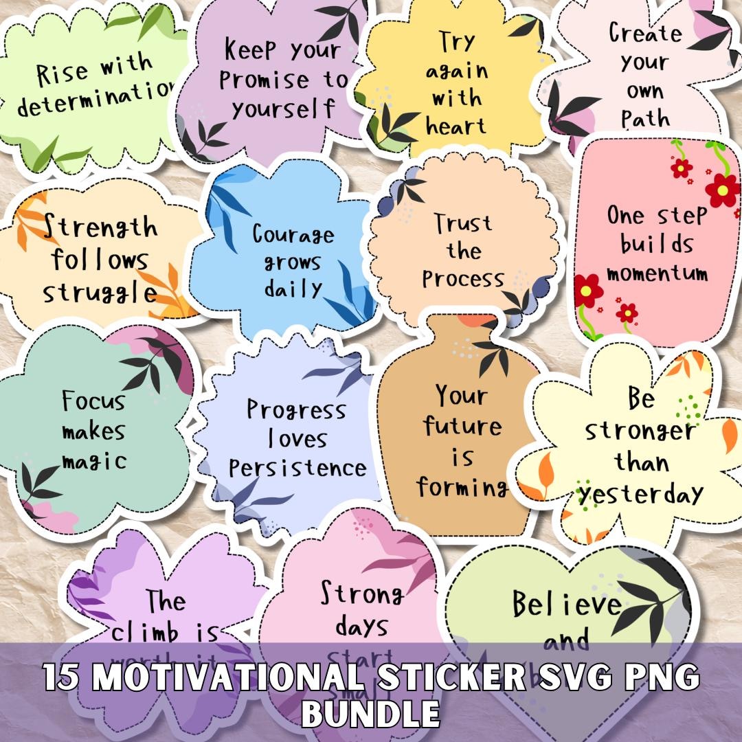 Mental Health SVG PNG Bundle, Positive Quotes, Kawaii Affirmation ...