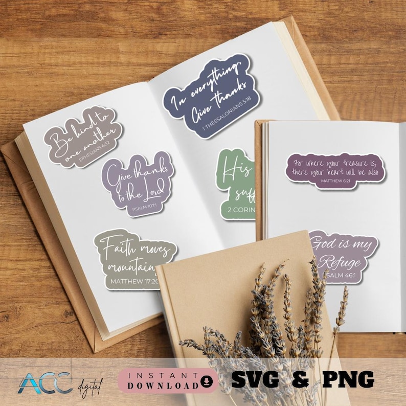 Aesthetic Christian Sticker SVG PNG Bundle, Bible Verse Stickers ...