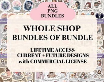 Mega bundle di adesivi PNG AAC Whole Shop con licenza commerciale estesa, accesso a vita, clipart attuali e futuri, download digitale