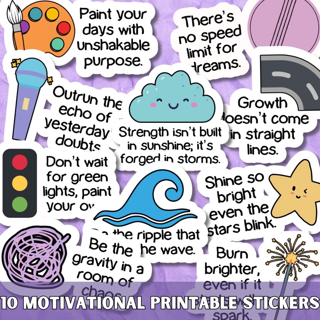 Motivational Sticker SVG PNG Bundle. Inspirational Quotes, Mental ...